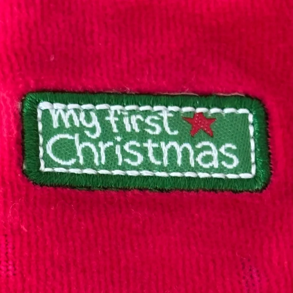 Little Me My First Christmas Size 3M Appliqué Santa Velour One Piece Footie - Picture 5 of 5